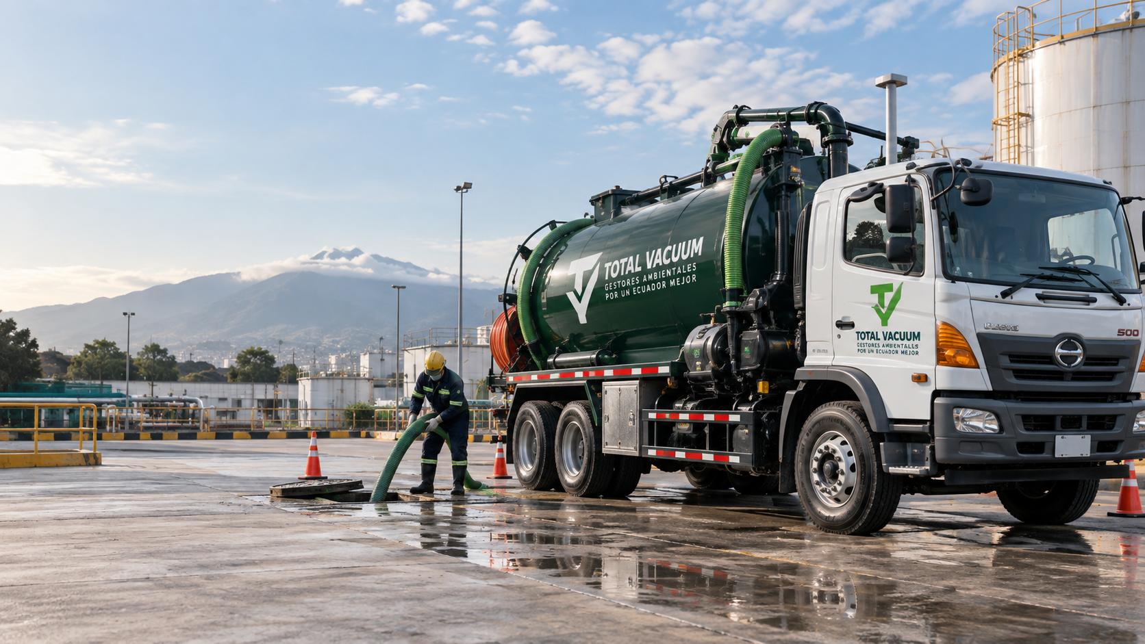 Camión vacuum de Total Vacuum en operación industrial